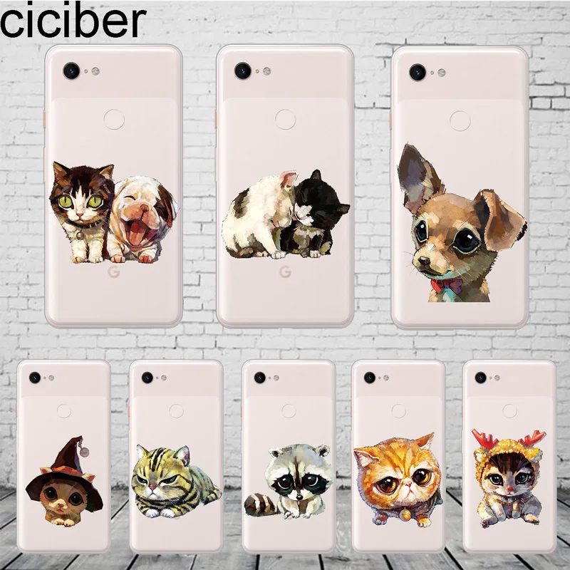 

ciciber Cute Cat Animal Puppy Phone Cases For Google Pixel 3 2 XL Clear Soft Silicone TPU Cover for Pixel 3XL 2XL Funda Coque