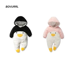 BOVURRL New child Child Rompers Cartoon Hooded Winter Child Clothes Thick Cotton Child Women Outfits Child Boys Jumpsuit Toddler Fabric