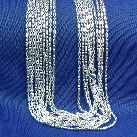 

Wholesale 10pcs/lot Fashion Silver Necklace Chains,1mm 925 Jewelry Silver Plated Bamboo Chain Necklace 16"-30",pick length!