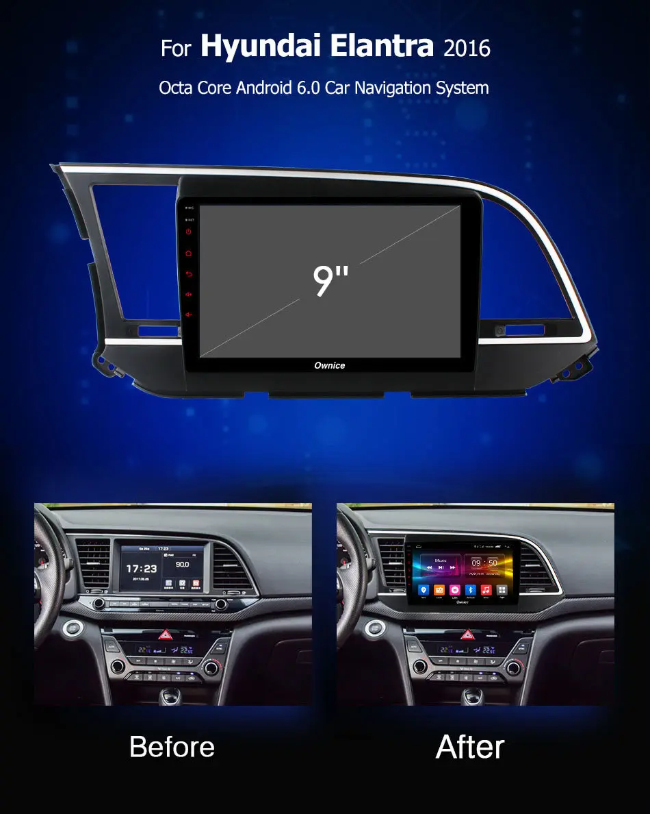 Discount Ownice C500+ G10 CAR Radio Player 9" for Hyundai Elantra 2016 gps navi Android 8.1 Octa 8 Core 4G LTE 32GB DAB+ Carplay DVR 2