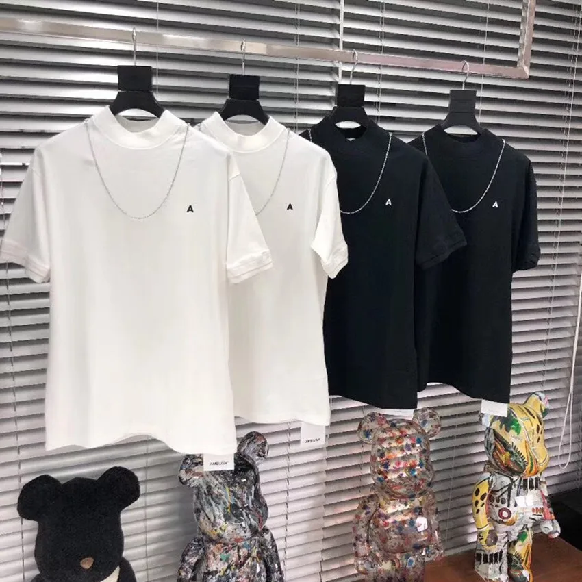 

BLACK/WHITE AMBUSH Chain TEE 2019 New Men A Embroidery Logo Print AMBUSH T-shirt Fashion Loose Streetwear Unisex AMBUSH T-shirts