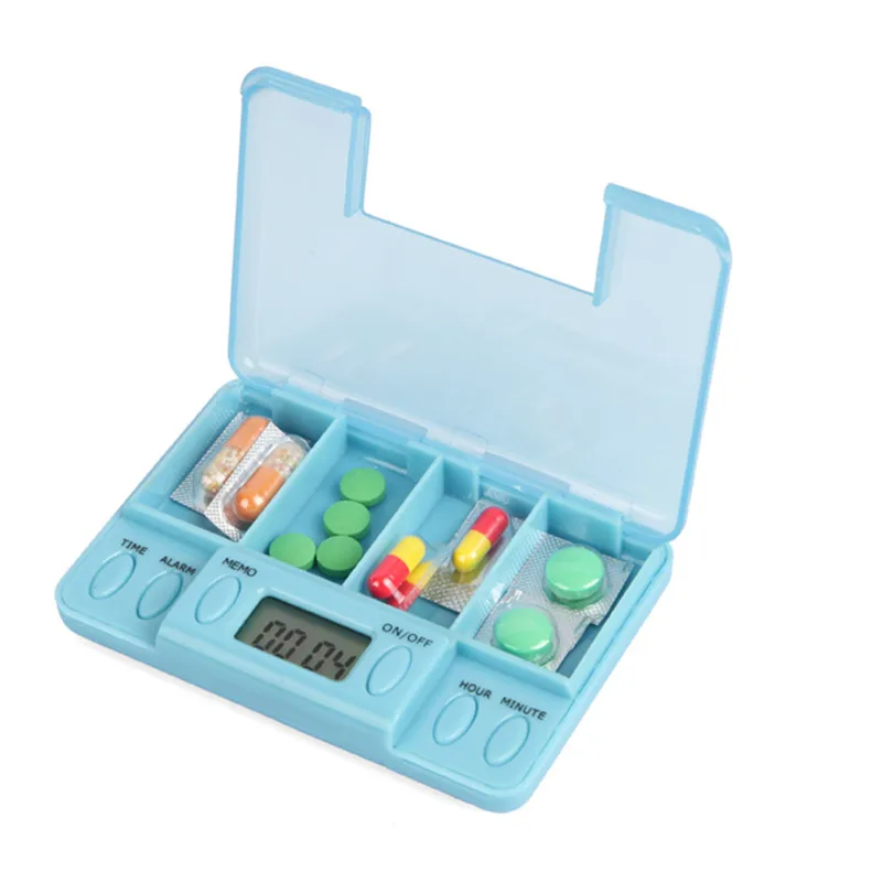4 сетки интеллект таймер таблетки напоминание медицина коробка Органайзер Хранение таблеток Чехол для пожилых детей держатель для лекарств
