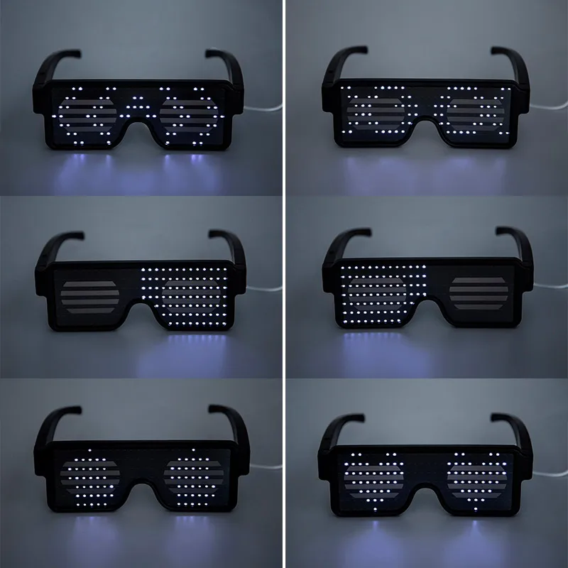 

Cosplay 12 Modes SunGlasses Light Up Shades Flashing Rave Night Christmas Activities Wedding Birthday Party Decoration 3 Colors