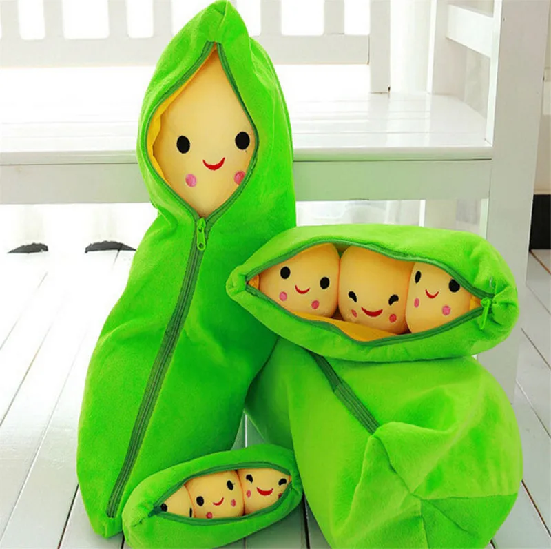 

40/50/70/90CM Cute Pea Stuffed Plant Doll Baby Plush Toy For Children Or Girlfriend Funny Stuffed & Plush Pea-shaped Pillow Toy