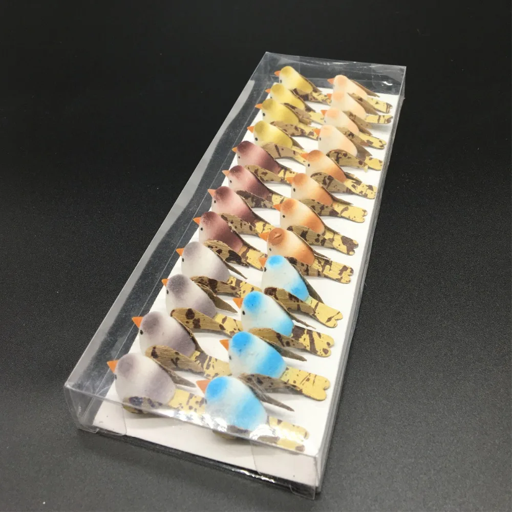24pcs Mini Colorful Foam Artificial Birds Wedding Decoration