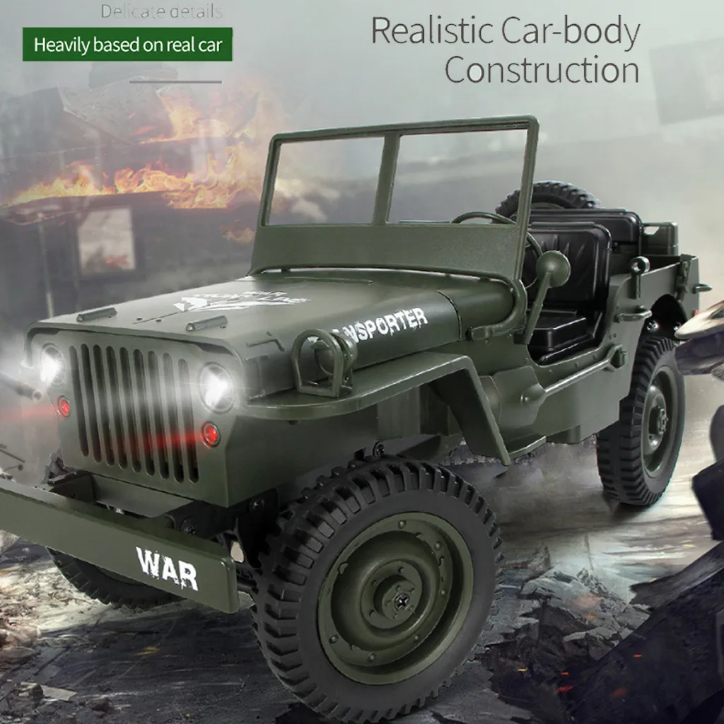 

HIINST 4WD RC Truck 1:10 Mini Military Jeep Remote Control Buggy Off-Road With Tent 19APR22 P35