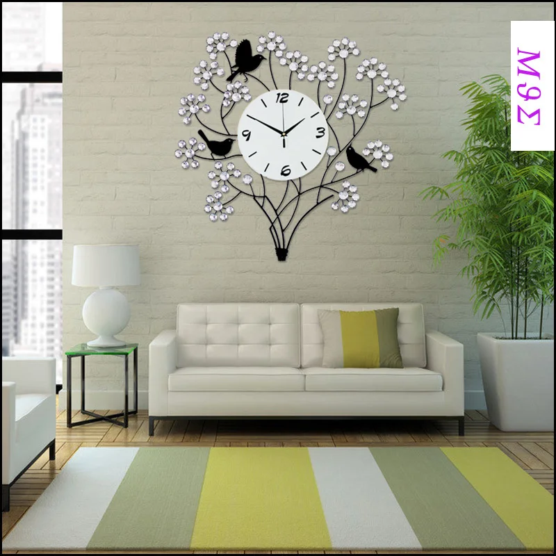 24 inches Modern Luxury Iron Wall Clock Diamonds Creative Mute European