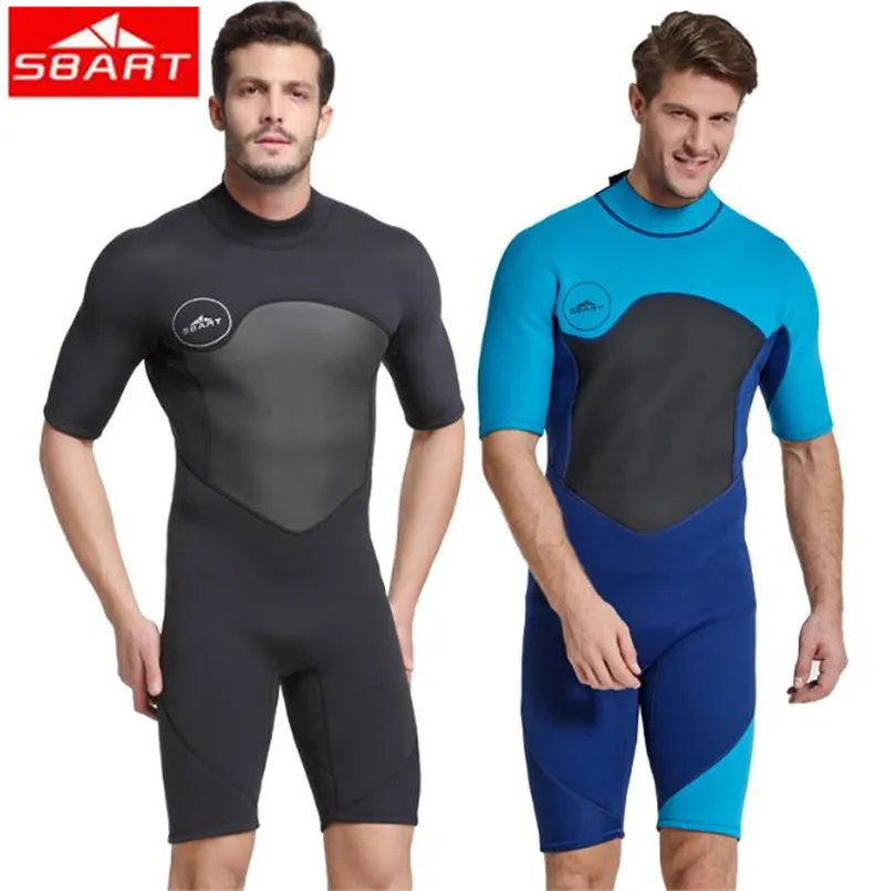 

SBART 2MM Men Short Sleeved Wetsuit Zipper One Piece Rash Guard Wetsuits Neoprene Scuba Diving Warm Wetsuits