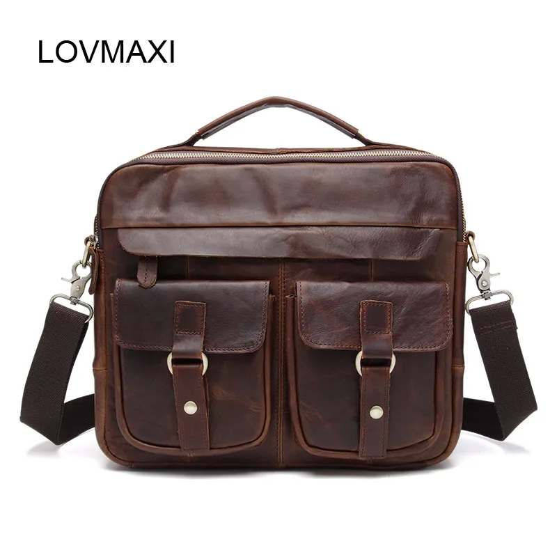 LOVMAXI COW font b Leather b font Vintage Men Briefcases font b Handbags b font Crazy