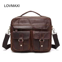 LOVMAXI Hombres Maletines Bolsos de Cuero de VACA de La Vendimia Crazy horse de Cuero Bolsos de Hombro Bolsa De Mensajero Bolsa de Hombre de Negocios Masculino