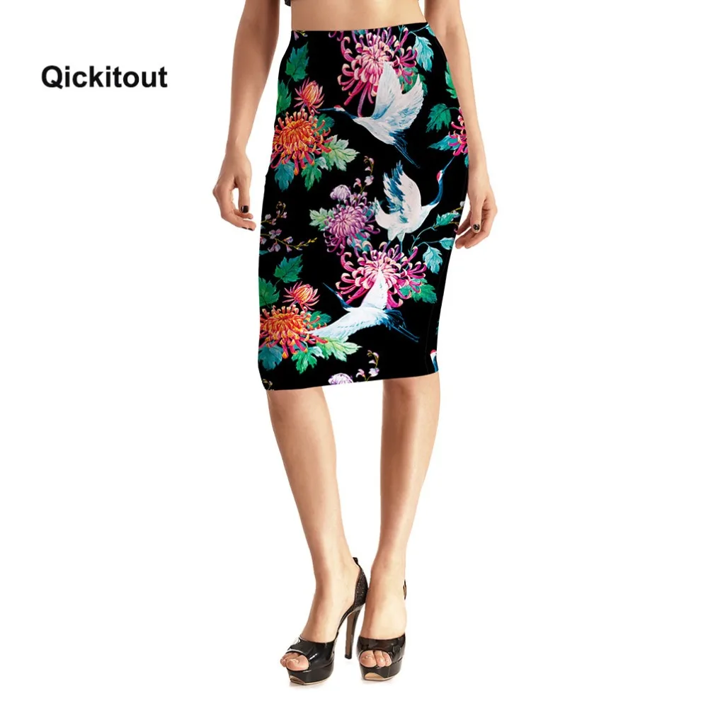 Летние женские юбки карандаш с высокой талией Элегантные повседневные офисные юбки с цветочным принтом винтажная юбка средней длины размера плюс S-XXXXL