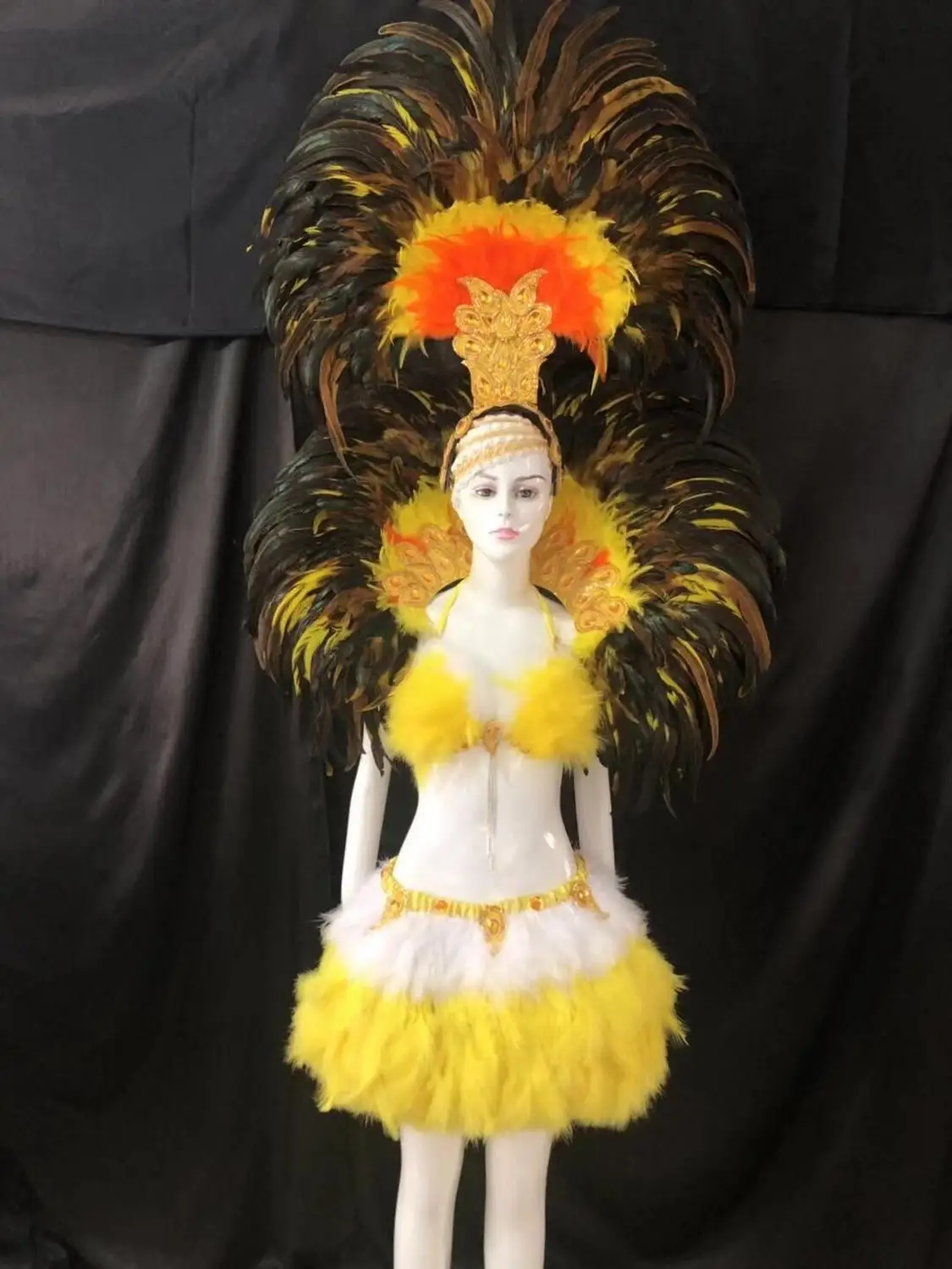 Цвет: желтый Lo speedtacolo di danza copricamo di piume di accessori di abbigliamento La FESTA La Maschera IL Festival - Цвет: Цвет: желтый