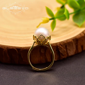 

GLSEEVO 925 Sterling Silver Natural Fresh Water Pearl For Women Wedding Engagement Party Gift Fine Jewelry Anillo Mujer GR0248