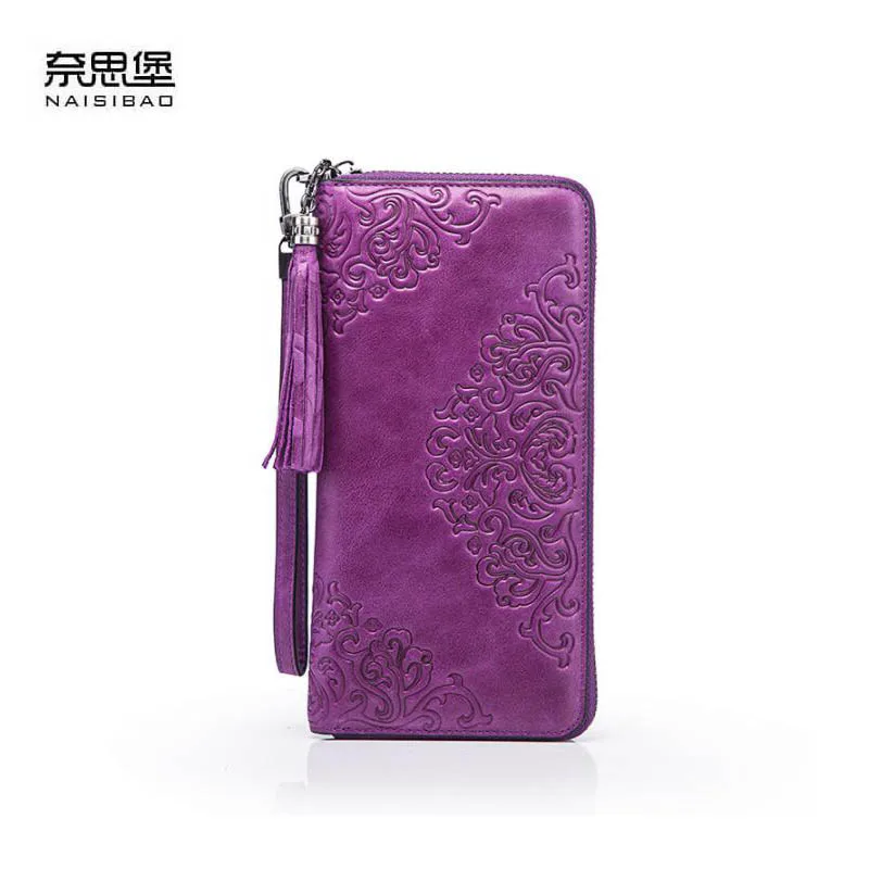 NAISIBAO 2018 New luxury women genuine leather bags fashion cowhide Embossed women clutch bag zipper women leather wallets long NAISIBAO 2018 New luxury women genuine leather bags fashion cowhide Embossed women clutch bag zipper women leather wallets long
