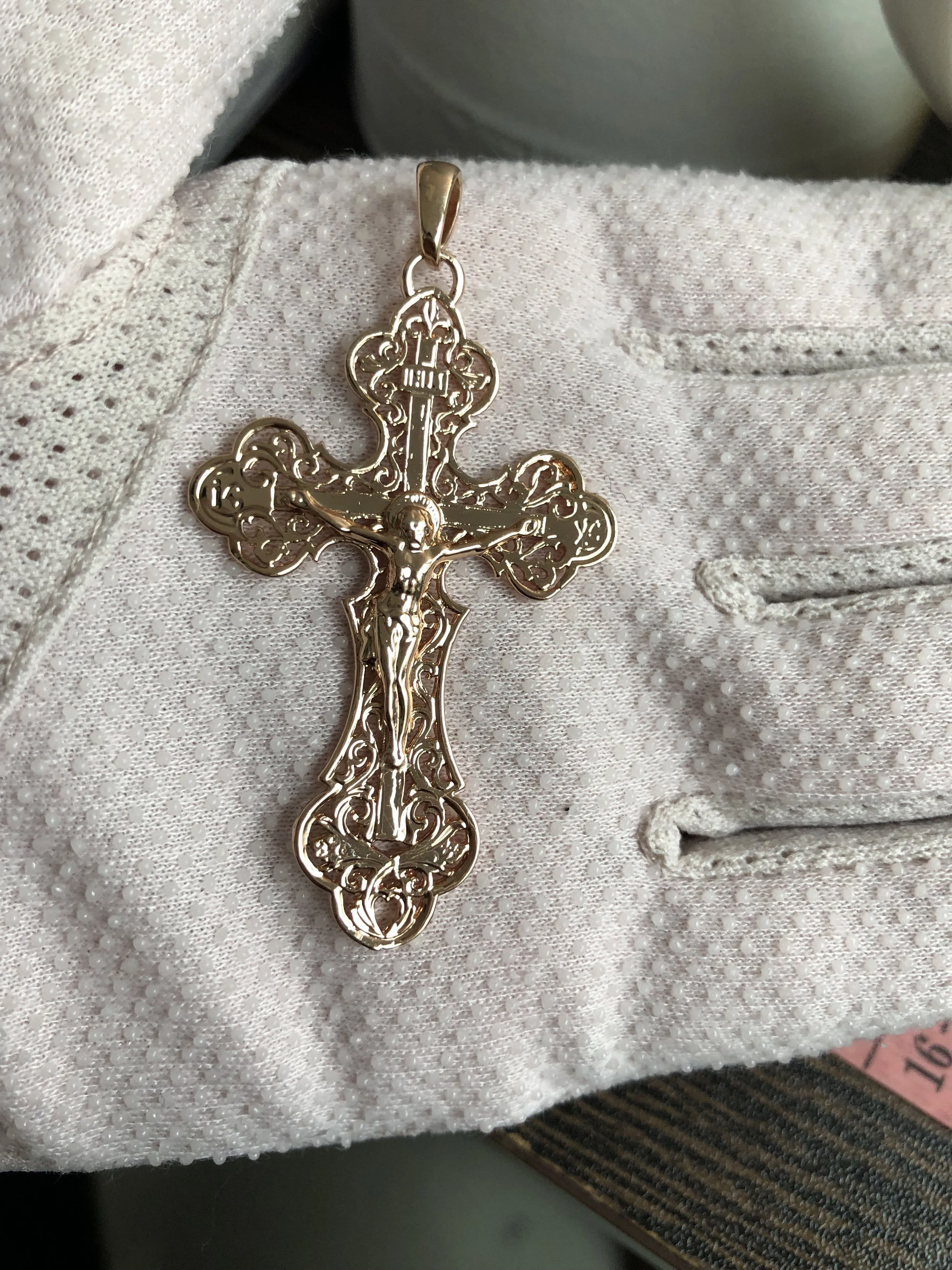 Кулон в виде креста из меди кулон золота 585 пробы ширина 3 см|pendant jewelry|copper cross