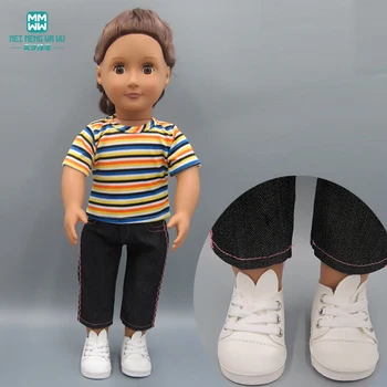 

Clothes for dolls fits 45cm American doll accessories fashion Striped T-shirt + casual pants