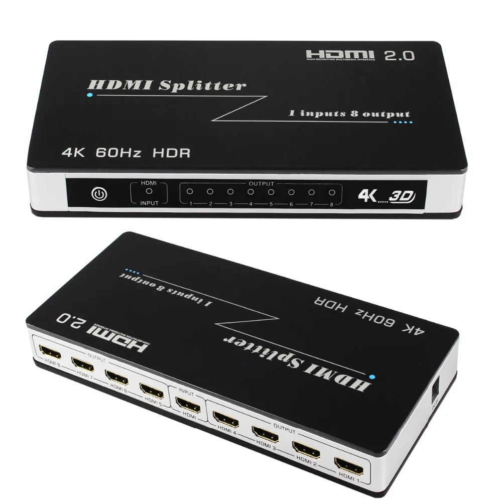 HDMI Splitter 1X8 HDMI 2.0 HDCP 2.2 4K@60Hz 1 in 8 out Port Video Audio HDMI Amplifier Switch Box Hub 1080P For HDTV PS3 DVD STB HDMI Splitter 1X8 HDMI 2.0 HDCP 2.2 4K@60Hz 1 in 8 out Port Video Audio HDMI Amplifier Switch Box Hub 1080P For HDTV PS3 DVD STB