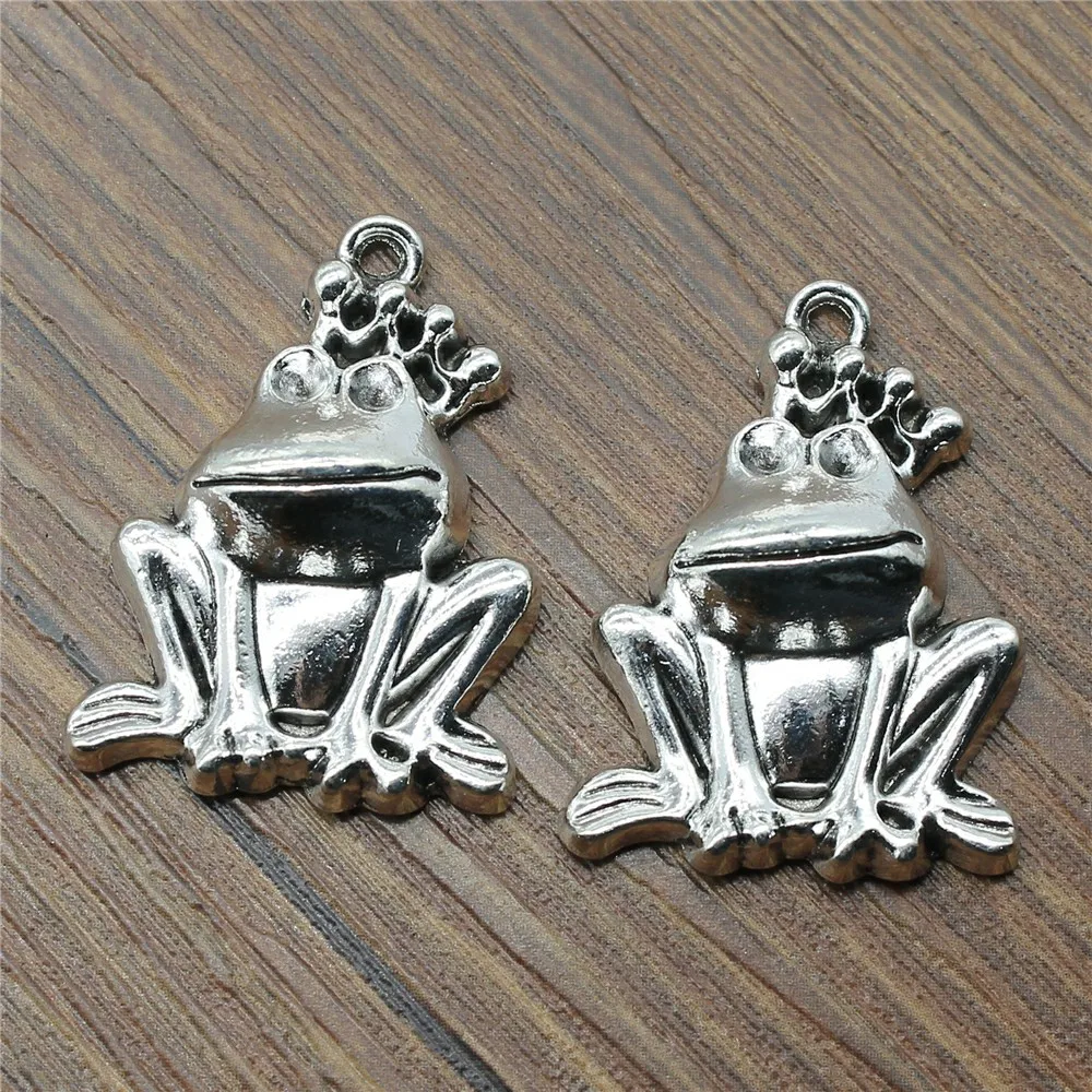 

2pcs Charm Frog Prince Frog Pendant Charms For Jewelry Making Antique Silver Frog Prince Charms 25x34mm