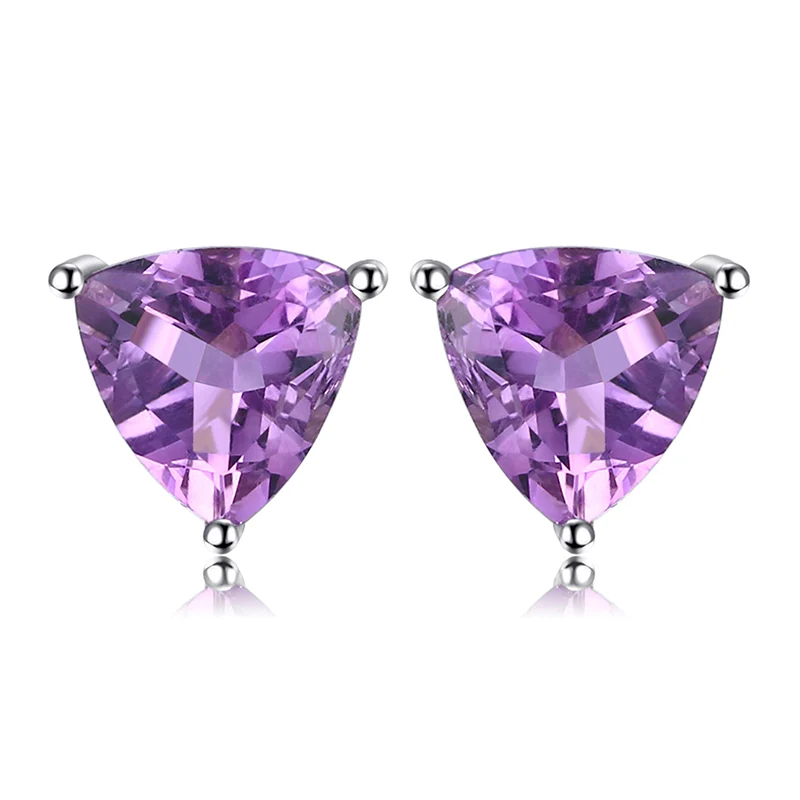 JewelryPalace Triangle Genuine Amethyst Stud Earrings 925 Sterling Silver Earrings For Women Korean Earings Fashion Jewelry