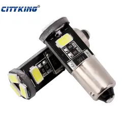 Оптовая продажа 2 шт./лот Canbus BA9S LED 5smd 5730 5630 свет автомобиля CANBUS W5W T4W 194 SMD Ошибка Бесплатный белый лампочки