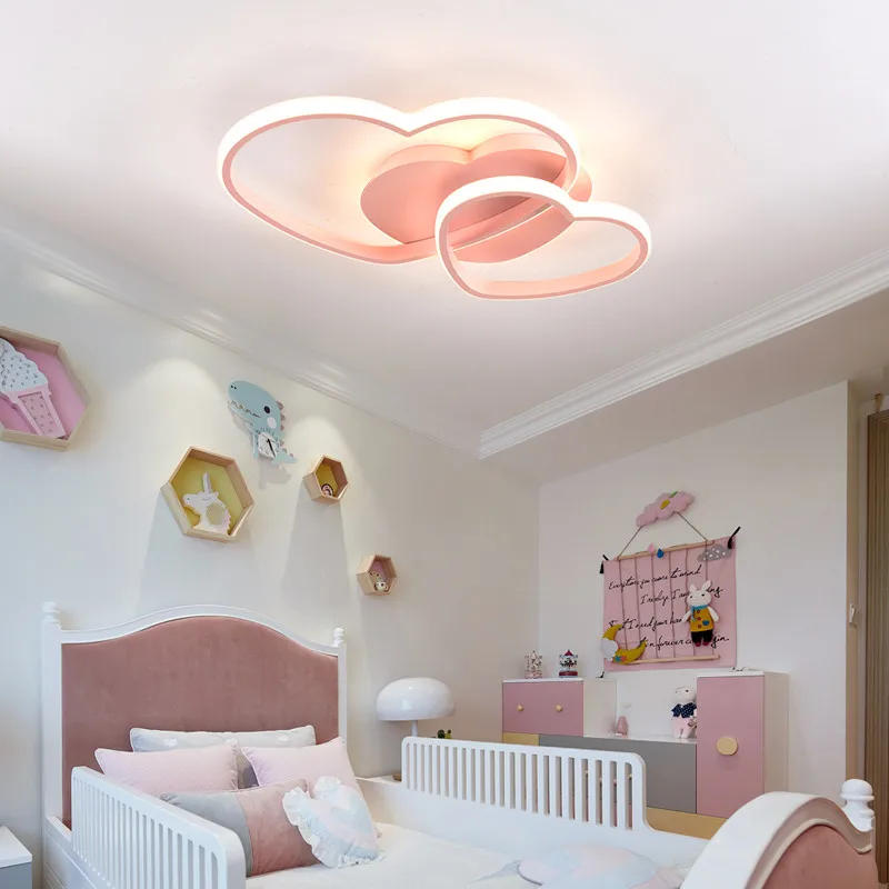 Cheap Hanging Wedding Girls Room Light Pink Heart Ceiling Light