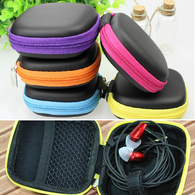 5pcs wholesale Mini Earbuds Carrying Hard Holder Case, Zipper Storage