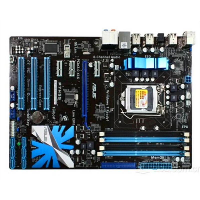 Для Asus P7H55 настольная материнская плата H55 Socket LGA 1156 i3 i5 i7 DDR3 16G ATX UEFI BIOS оригинальная б/у материнская плата в продаже|Материнские платы|   | АлиЭкспресс