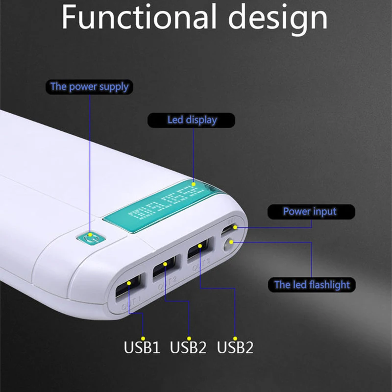 Внешний аккумулятор 30000 мАч Qiuck зарядное устройство 3 USB портативный Smartphonr внешний