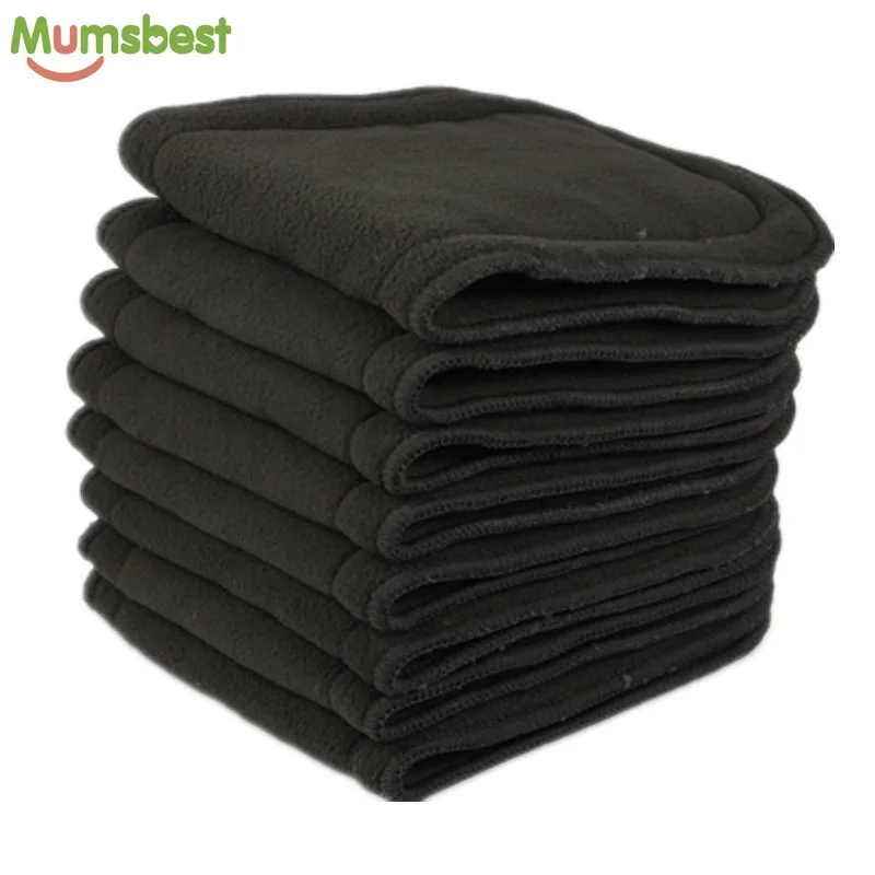 

[Mumsbest] 40 pcs Bamboo Charcoal Inserts For Baby Cloth Diaper Reusable Washable Liners For Real Pocket Cloth Nappy