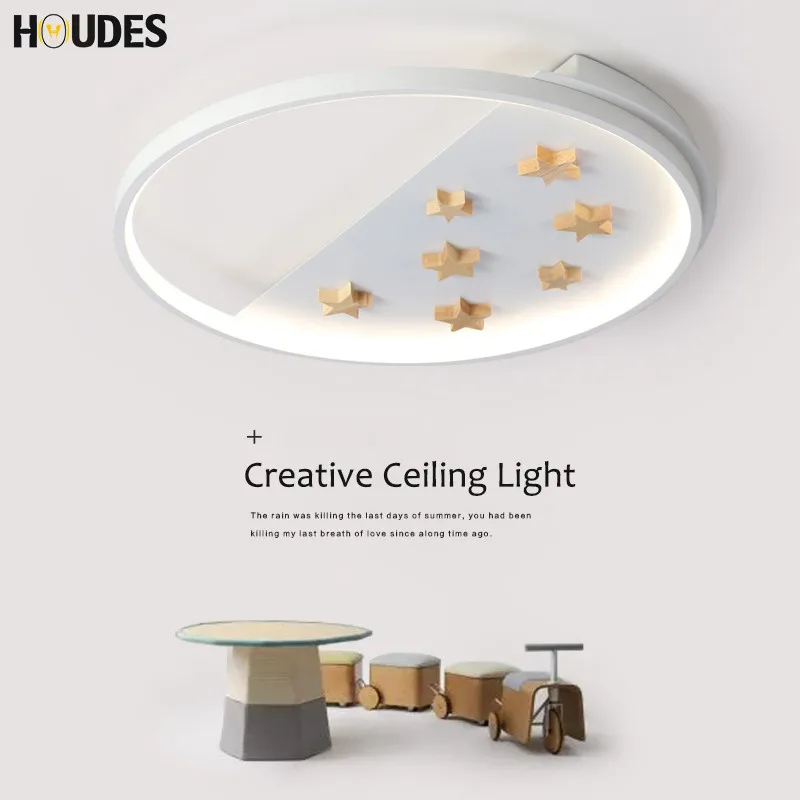 

Nordic Modern LED Wooden Ceiling Lights for Living Room Kids Room Bedroom Round Ceiling Lamps Kitchen Lighting Fixtures