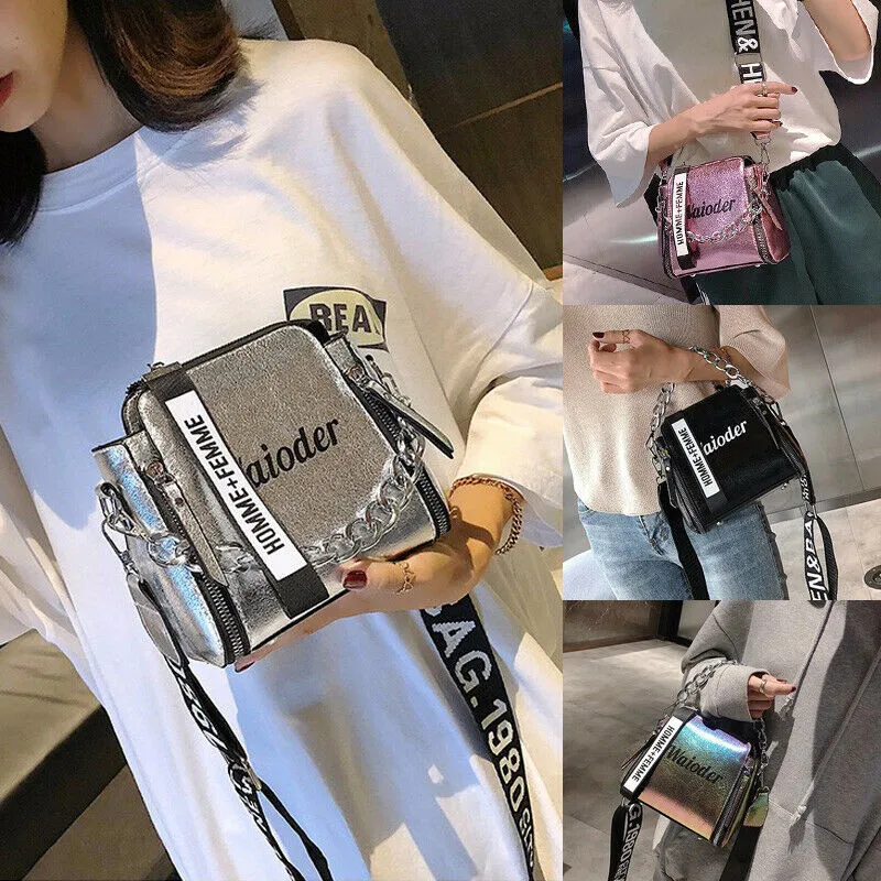 

NOENNAME Frauen Taschen Geldbörse Leder Handtasche Messenger Bag Laser Cross Body Shoulder Handbag