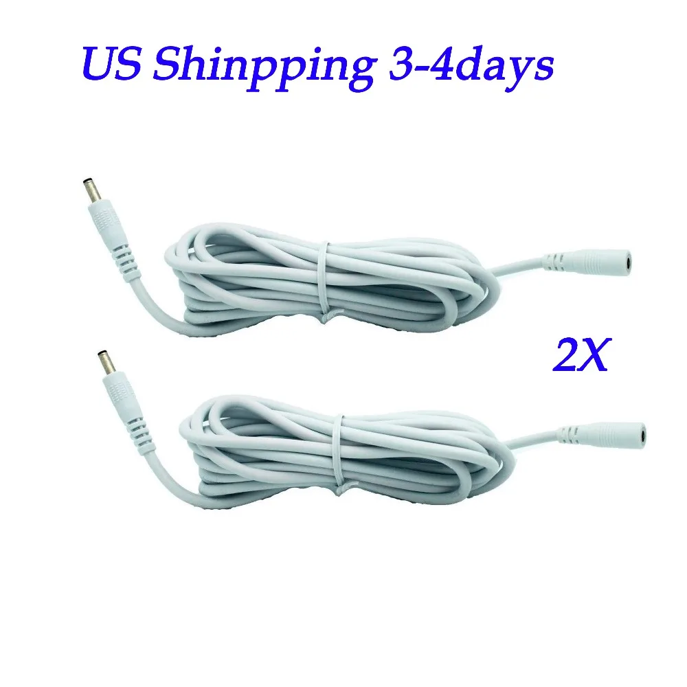 

2Pcs 10ft DC 5V 2A Extension Power Cable Cord 3M 3.5*1.35 For Foscam Wanscam IP Camera (White)