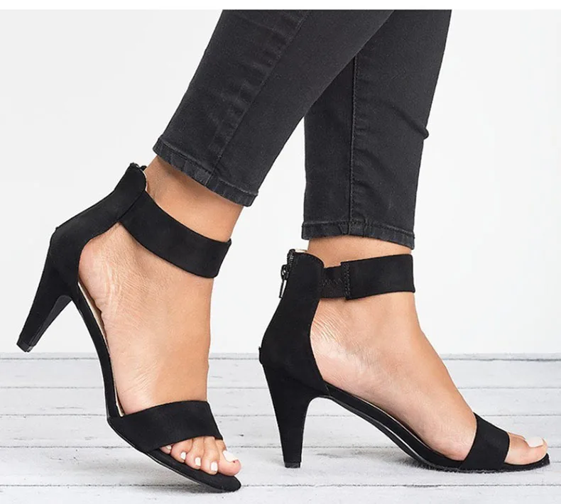 Women Sexy Multi Clear Open Toe 5CM High Heels Black 1