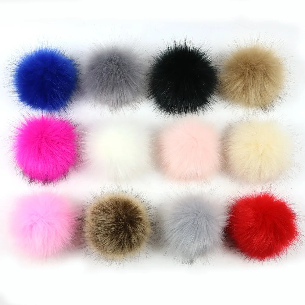 12pcs/lot False Hairball Hat Ball Pom Pom Handmade DIY Artificial Raccoon Ball Wholesale Cap Faux Fox Fur PomPom 8/10/12/15/cm