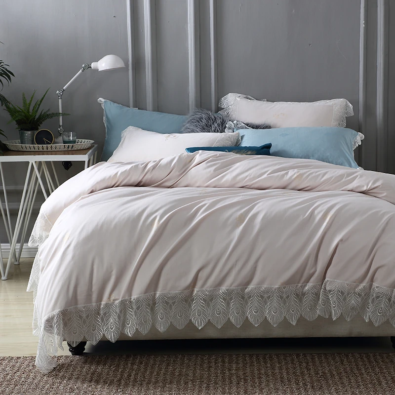 

2018 NEW Luxury korean lace princess royal Bedding Set king queen bed set Egyptian Cotton Bedsheets Duvet Cover set pillowcase