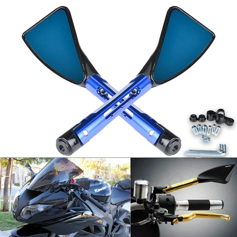 

Motorcycle Rearview Mirror Blue Triangle Demon Blade Style CNC Machined Billet Aluminum For Yamaha MT-01 MT-03 WR TDM TDR TW