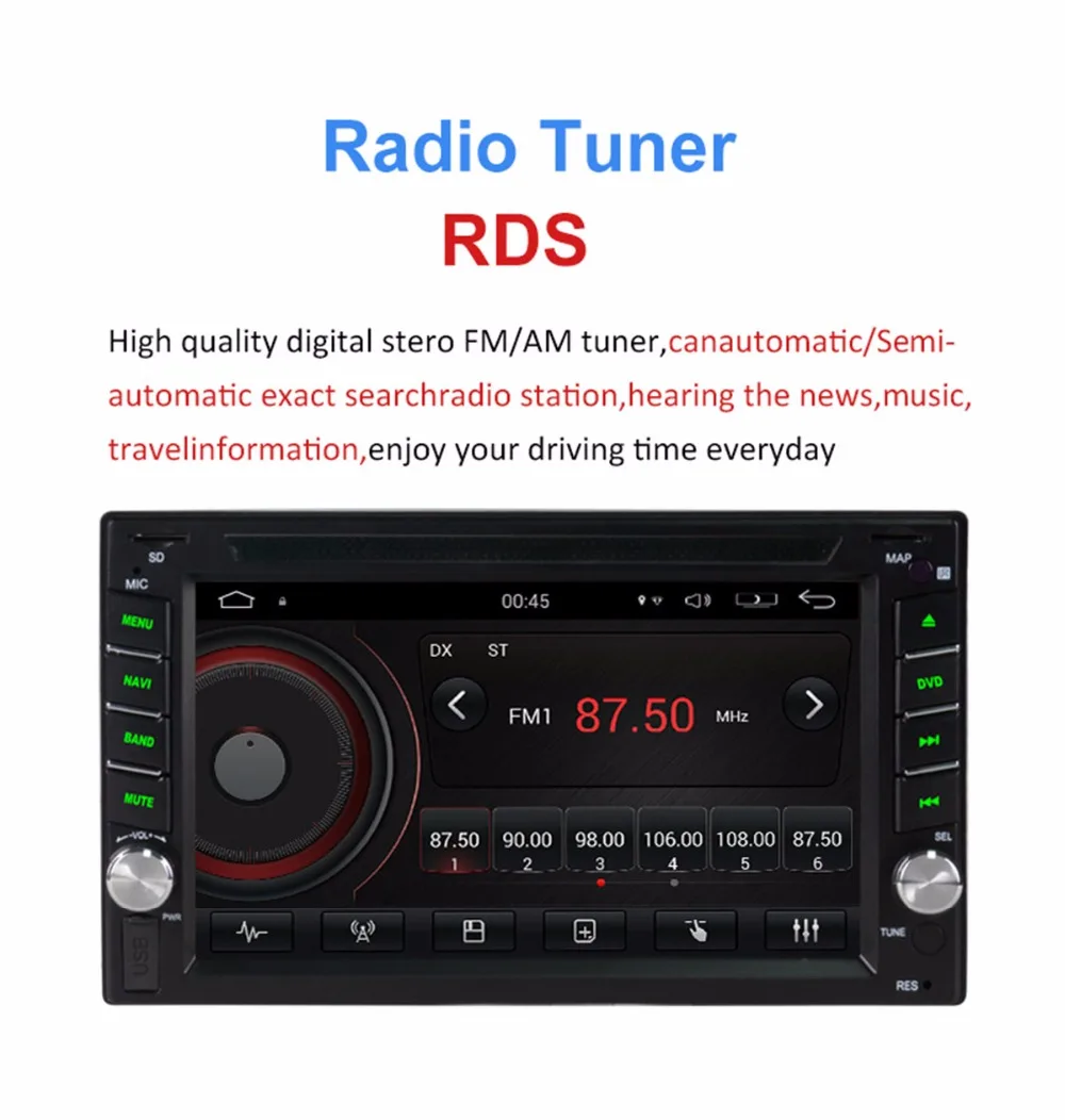 Best 6.2" Double 2 Din Android 6.0.1 4G LTE Quad Core Touch Sreen 2GB RAM 32GB ROM Car DVD Player GPS Navigation Radio Stereo 2Din 5