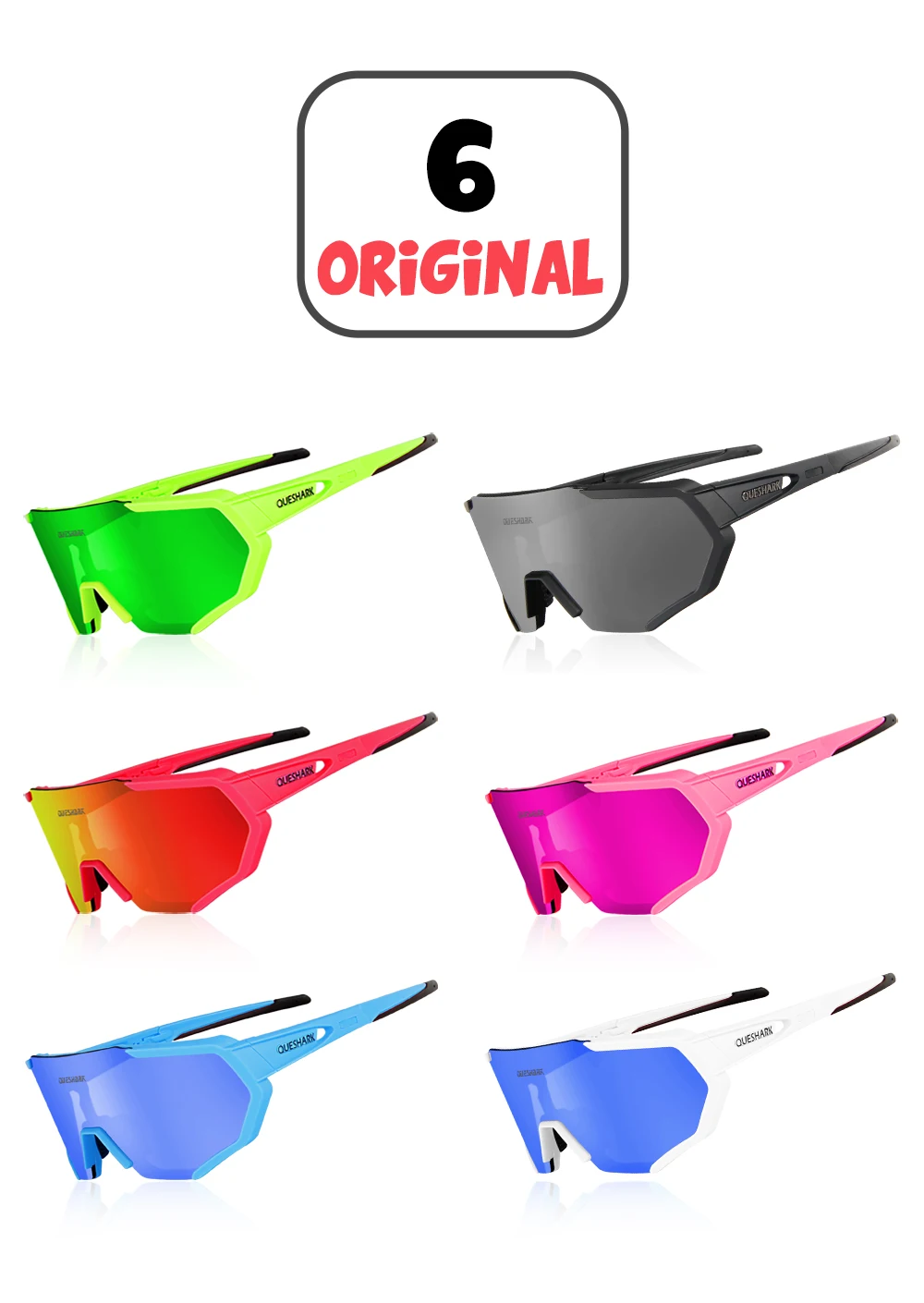 QUESHARK New Design Cycling Glasses For Men Women Full Covered Lens UV400 Polarized 3 or 4 Lens Total  QE42