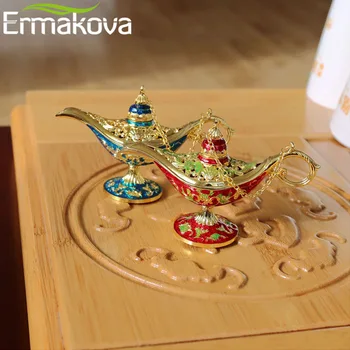 

ERMAKOVA Colorful Metal Magic Lamp Retro Wishing Oil Lamp Genie Lamp Incense Burner Home Decoration Gift Child Toy