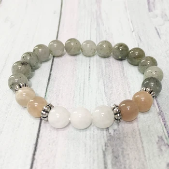 

MG0366 High Quality Gem Stone Bracelet for Women Trendy Moonstone Bracelet Labradorite Sun Stone Beaded Bracelet
