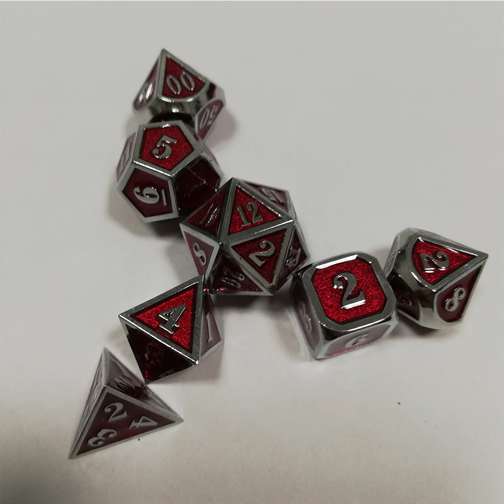Kopen 2019 Fabriek Dnd Metal Dice Set Rpg Polyhedral Dungeons And Dragons Digitale Rode Dobbelstenen Tafel Games Zinklegering D20 6 10 8 12