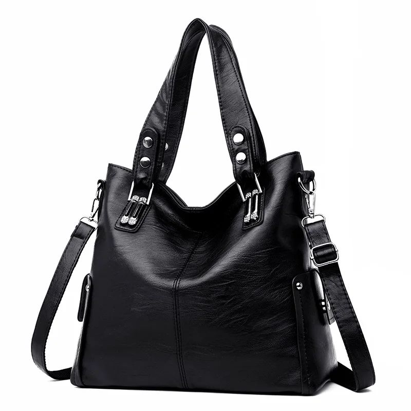 LANYIBAIGE, роскошные сумки для женщин, кожаная сумка на плечо, дизайнерская женская Повседневная Сумка-тоут, сумка для основной женщины, женские ручные сумки - Цвет: Black