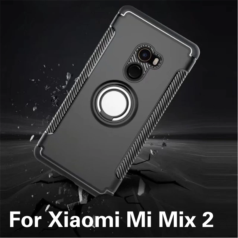 

Anti-knock Soft Silicone PC Back Cover Cases For Xiaomi Mi Mix 2 Mobile Phone Case With Ring Bracket