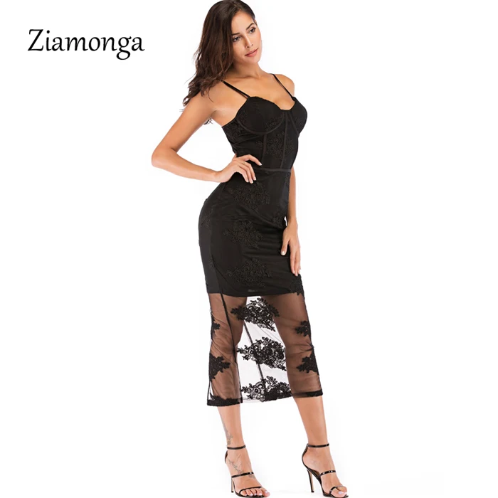 Ziamonga черный хаки кружево вышивка Бандажное платье сладкий цветочный сетчатая одежда Новинка года ремень вечерние п