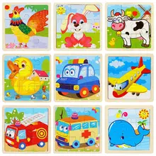 Маленькая деревянная головоломка для животных, пчела, кролик, корова, утка, инструмент для транспортировки, развивающие игрушки для детей, мультяшная головоломка, подарки на день рождения