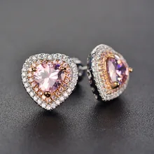 Модные украшения Стиль розового сердца серьги милые стразы серьги-гвоздики с украшением в виде кристаллов серьги "любовь" для женщин и девушек, zk80