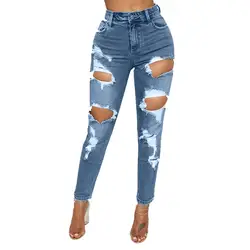 JAYCOSIN Женская одежда Джинсы сексуальные обтягивающие эластичные джинсы для девочек повседневные рваные и потёртые джинсы-карандаш Femme 2019