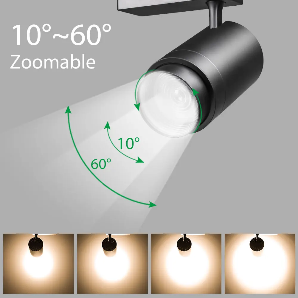 Zoomable LED Track Light 12W 20W 30W Focus Регулируемые рельсовые прожектора Обувь для одежды Магазин Магазин Spot Lighting Zoom Track Lamps