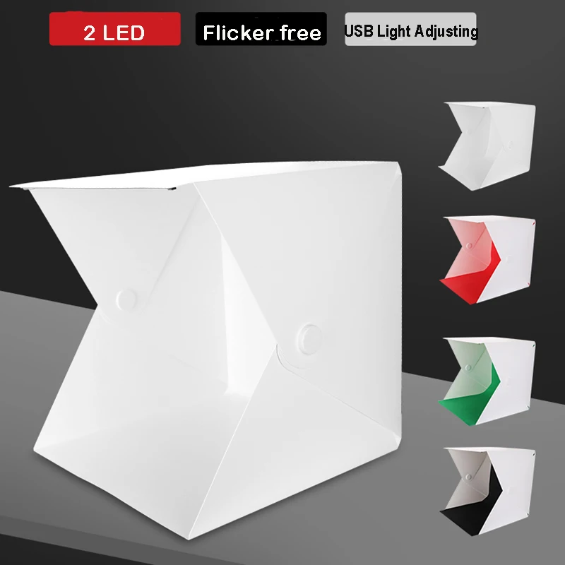 Baolyda 40 см 2 светодиодный фотобокс мини свет для фотостудии коробка белая коробка со светом и яркость регулируемая и 4 студийный фон
