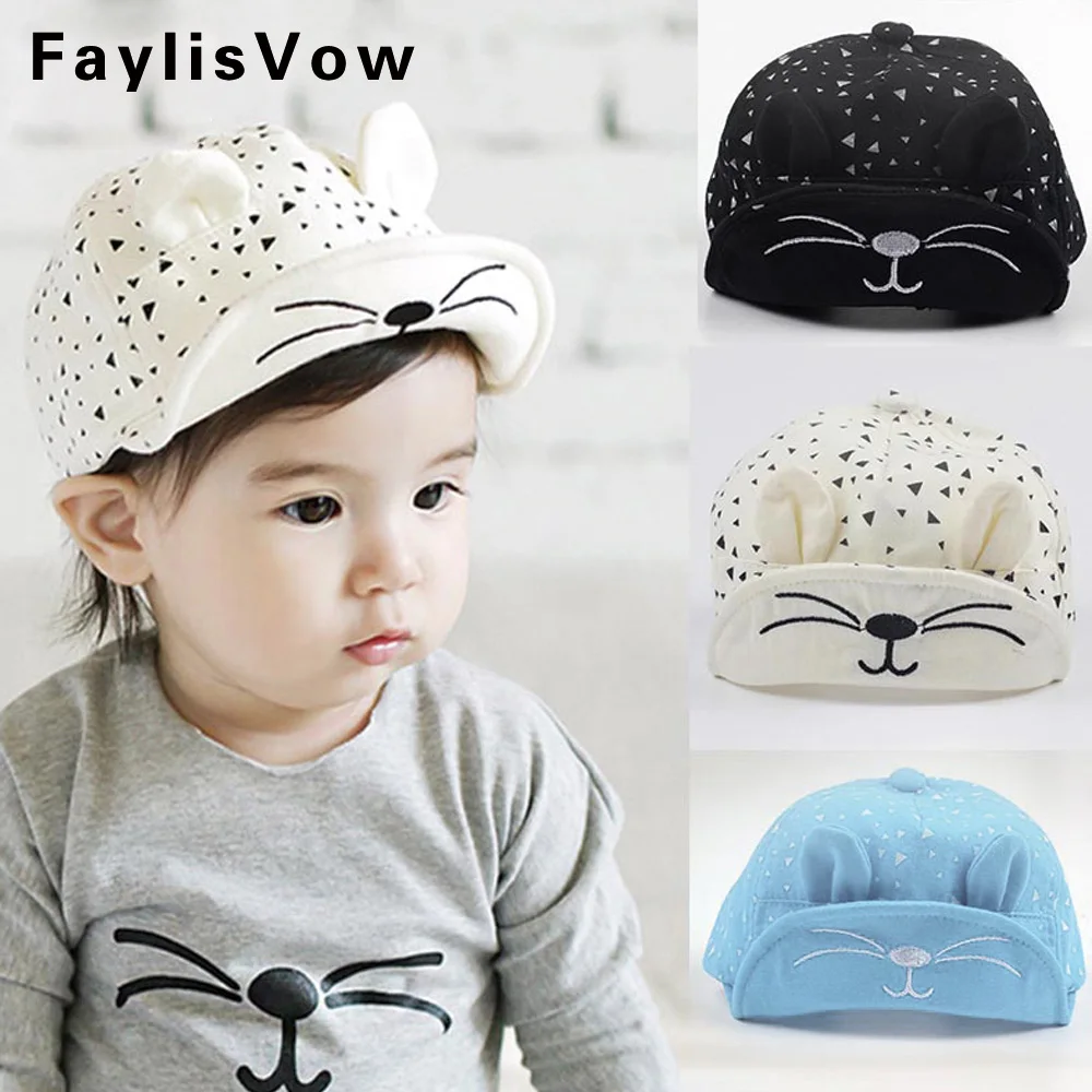 Cute Baby Cartoon Cat Hat Kids Baseball Cap Palm Newborn Infant Boy